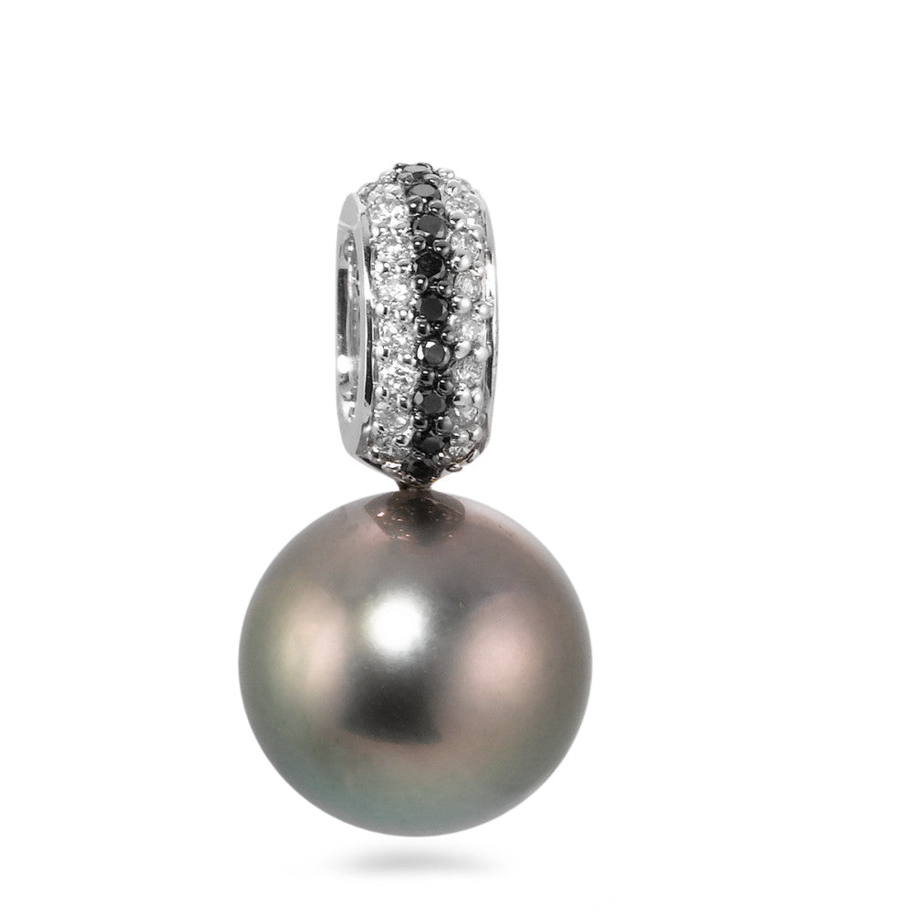 Vedhæng 750/18K hvidguld Diamant sort , 0.135 ct, w-si Tahitisk perle, 25 Perler, 11 mm