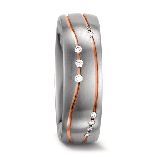 Partnerringe 585/14 K hvidguld, 585/14 K rødguld Diamant hvid , 0.06 ct, 9 Sten , w-si