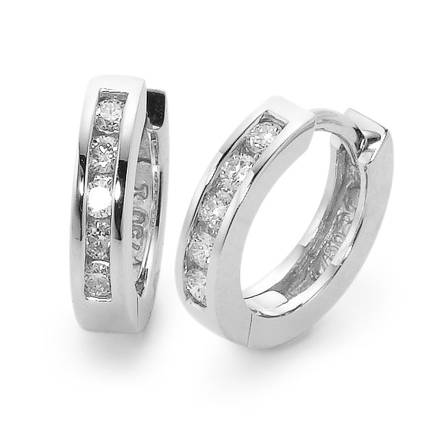 Click kreoler 750/18K hvidguld Diamant 0.21 ct, 10 Sten , w-si