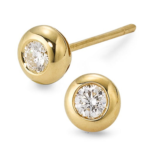 Ørestikker 750/18K guld Diamant 0.25 ct, 2 Sten , w-si Ø5 mm