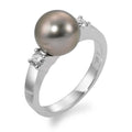 Ringe 750/18K hvidguld Diamant 0.20 ct, 2 Sten , w-si Tahitisk perle, 9.5 mm