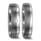 Partnerringe 585/14 K hvidguld, 500 palladium Diamant hvid , 0.015 ct, w-si