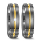 Partnerringe 500 palladium, 585/14K guld Diamant hvid , 0.025 ct, w-si