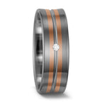 Partnerringe 500 palladium, 585/14 K rødguld Diamant hvid , 0.02 ct, w-si