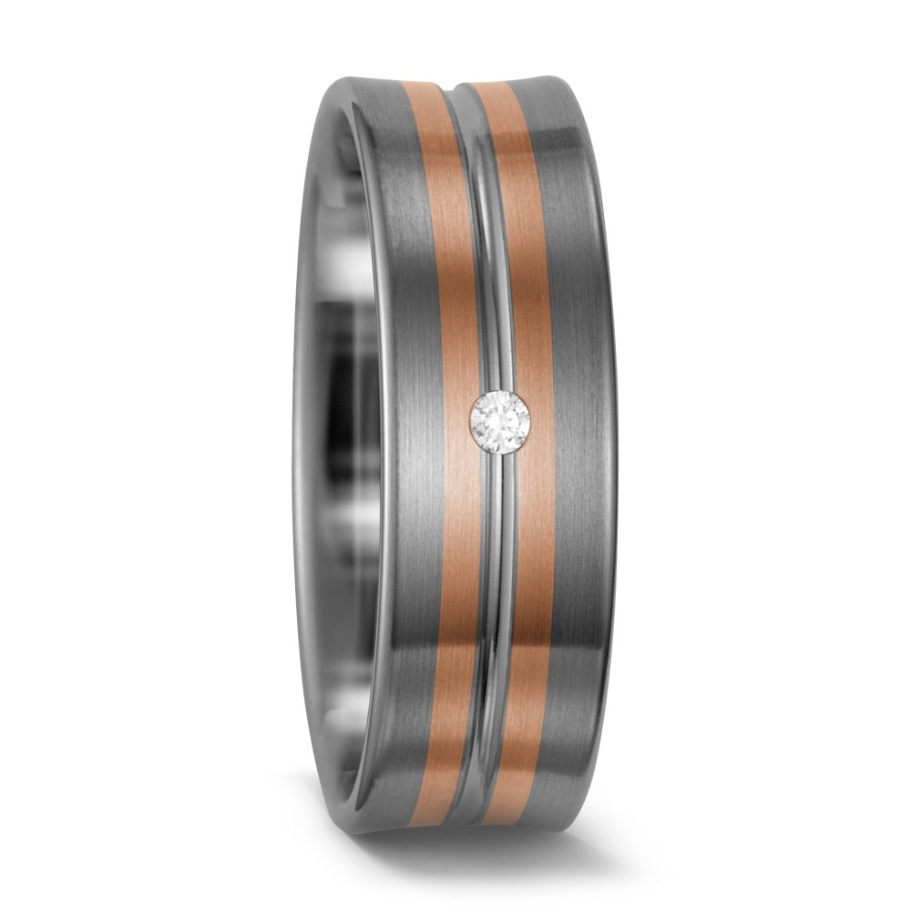 Partnerringe 500 palladium, 585/14 K rødguld Diamant hvid , 0.02 ct, w-si