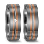 Partnerringe 500 palladium, 585/14 K rødguld