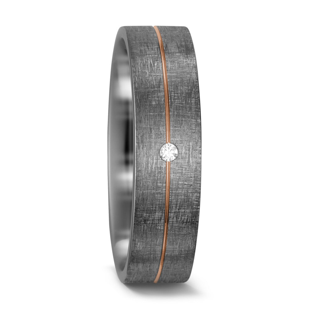 Partnerringe 500 palladium, 585/14 K rødguld Diamant hvid , 0.015 ct, w-si