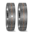 Partnerringe 500 palladium, 585/14 K rødguld Diamant hvid , 0.015 ct, w-si