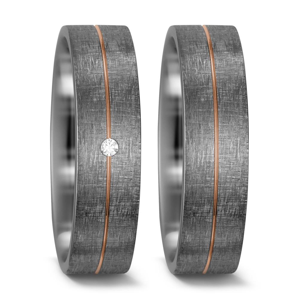 Partnerringe 500 palladium, 585/14 K rødguld Diamant hvid , 0.015 ct, w-si