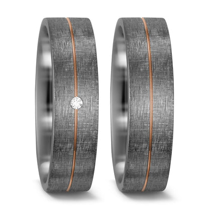 Partnerringe 500 palladium, 585/14 K rødguld