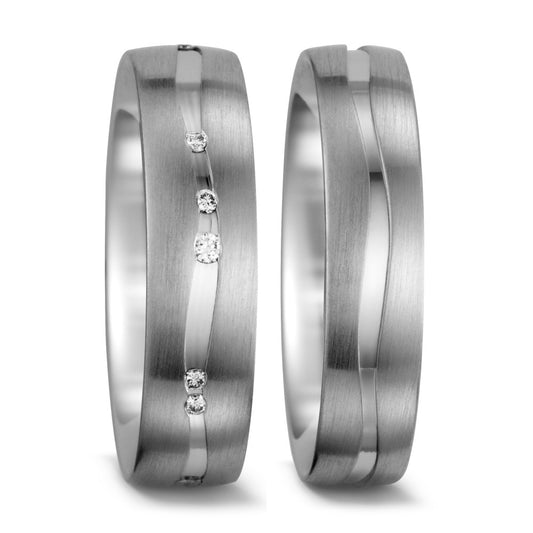 Partnerringe 750/18K hvidguld Diamant hvid , 0.095 ct, 12 Sten , tw-vsi