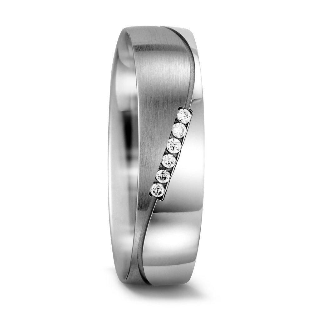 Partnerringe 750/18K hvidguld Diamant hvid , 0.03 ct, 6 Sten , w-si