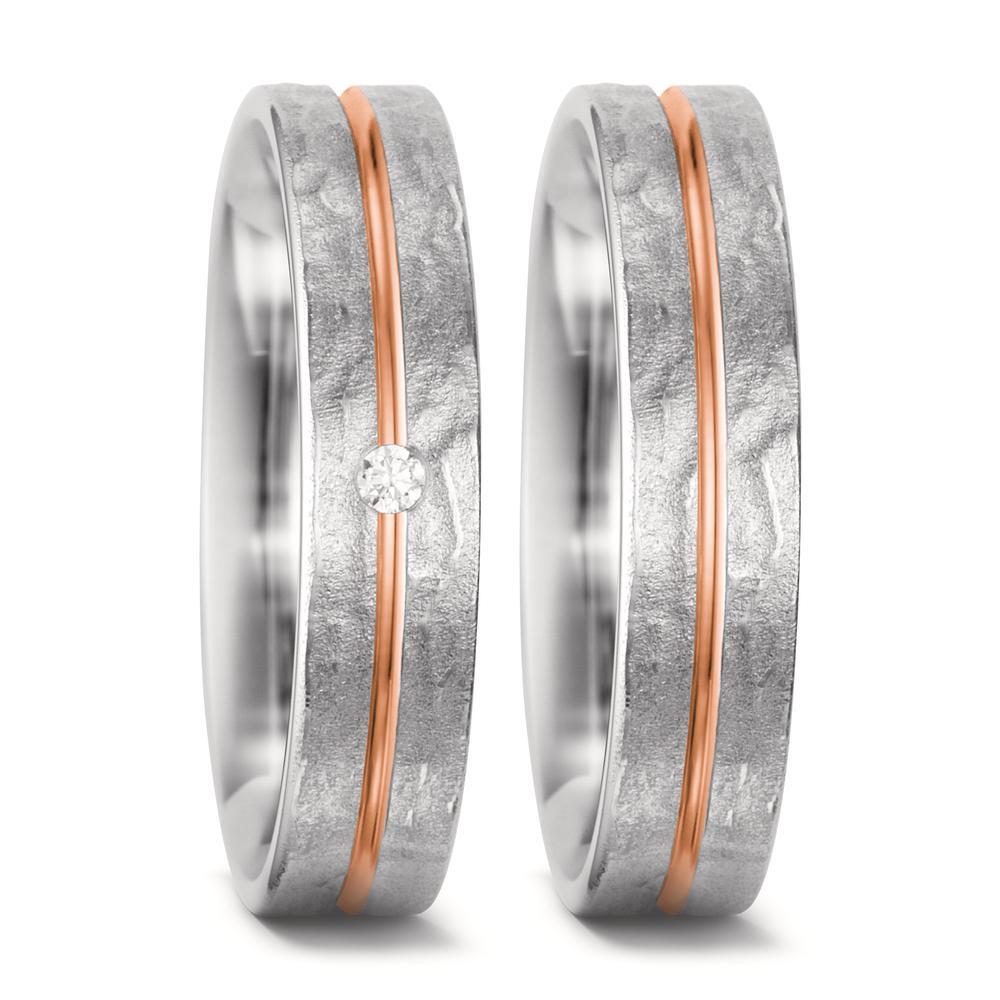 Partnerringe 750/18K hvidguld, 750/18K rødguld Diamant hvid , 0.02 ct, tw-si