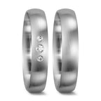 Partnerringe 750/18K hvidguld Diamant 0.05 ct, 3 Sten , tw-si