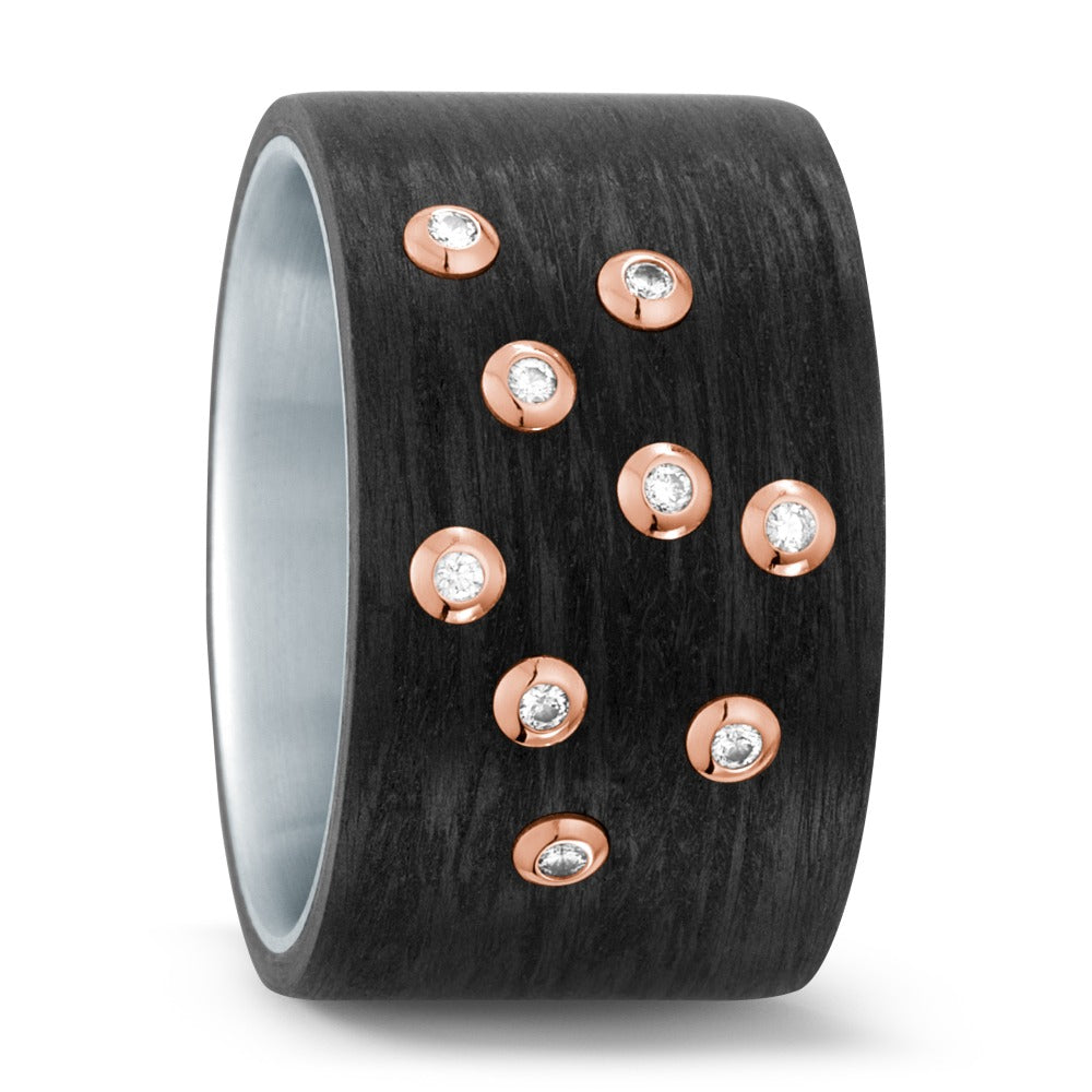 Ringe Rustfrit stål, Kulstof, 750/18K rødguld