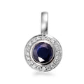 Vedhæng 750/18K hvidguld Safir blå, Diamant hvid , 20 Sten , w-si Ø9 mm