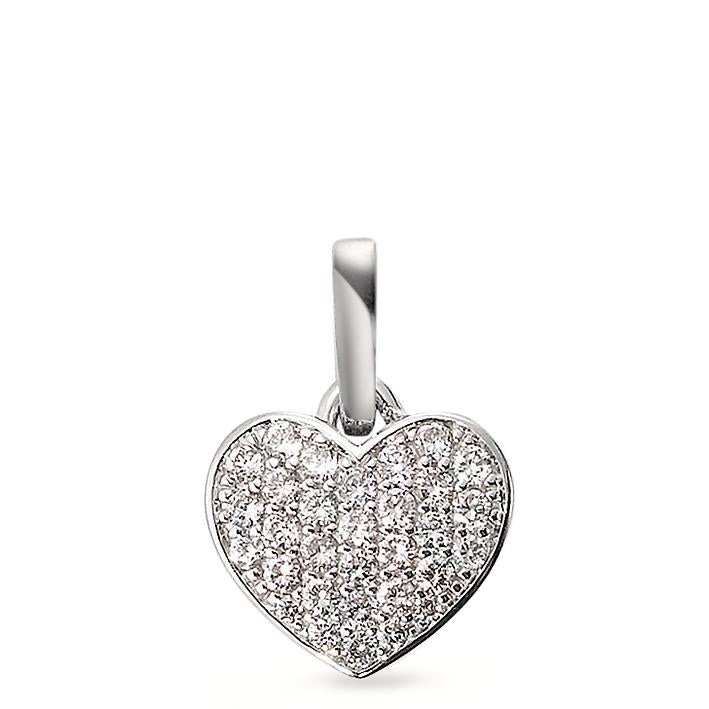 Vedhæng 750/18K hvidguld Diamant hvid , 0.25 ct, 31 Sten , [Brillant], w-si Hjerte Ø10 mm