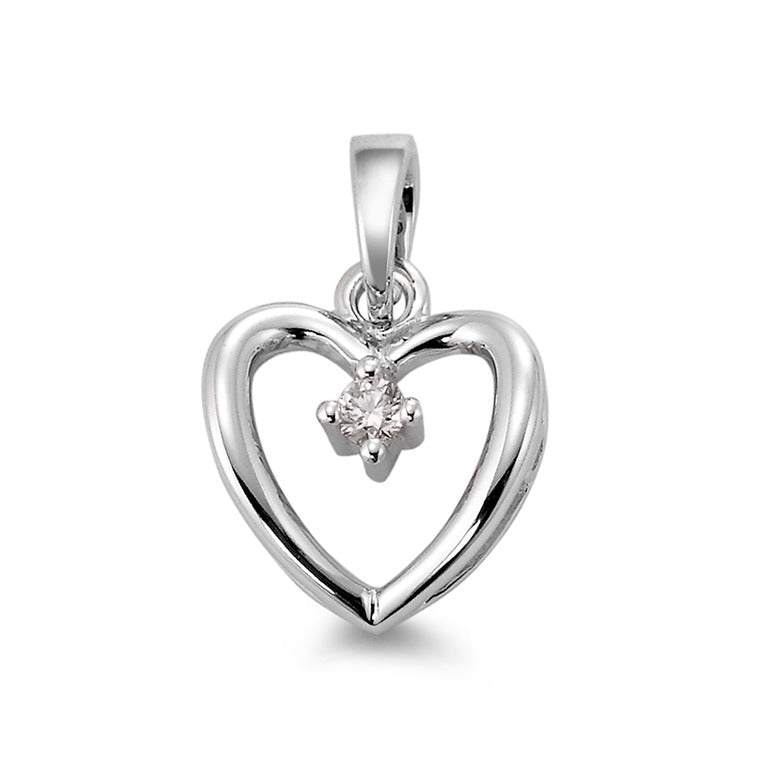 Vedhæng 750/18K hvidguld Diamant hvid , 0.03 ct, [Brillant], w-si Hjerte Ø12 mm