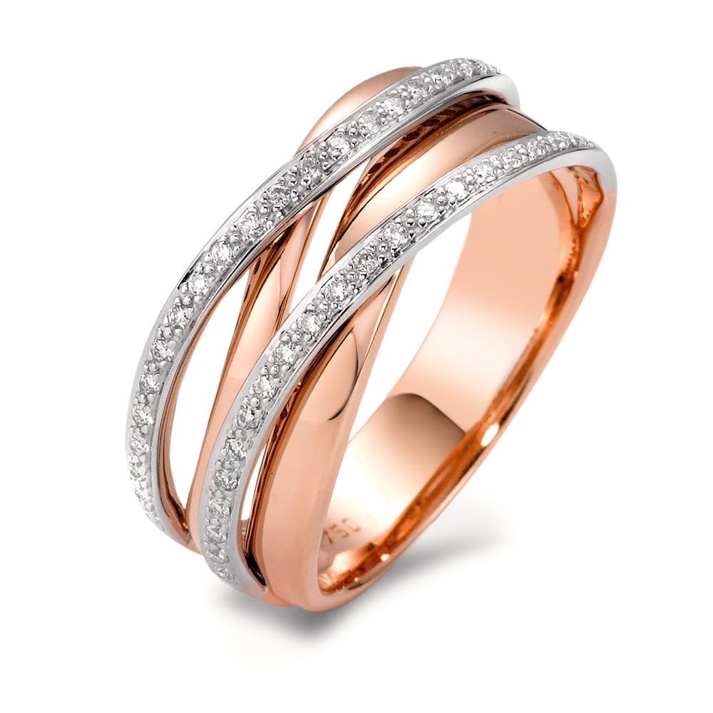 Ringe 750/18K rødguld, 750/18K hvidguld Diamant hvid , 0.18 ct, 44 Sten , [Brillant], w-si
