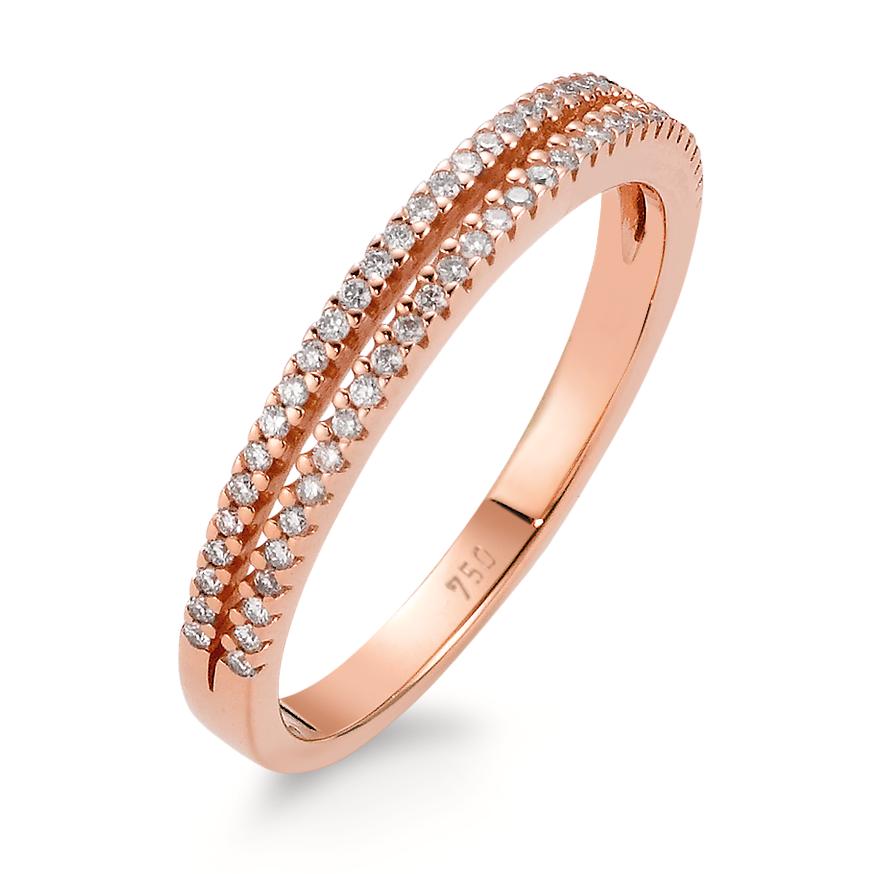 Ringe 750/18K roseguld Diamant hvid , 0.19 ct, 62 Sten , [Brillant], w-si