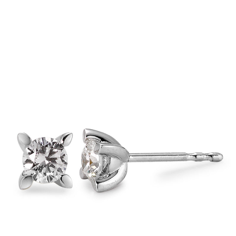 Ørestikker 750/18K hvidguld Diamant hvid , 0.50 ct, 2 Sten , [Brillant], w-si Ø5 mm