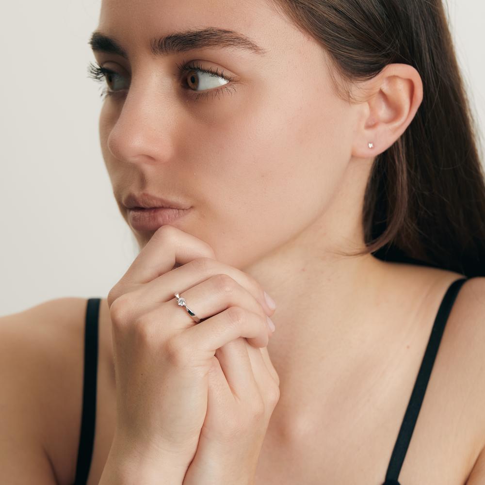 Solitaire ring 750/18K hvidguld Diamant hvid , 0.20 ct, [Brillant], w-si