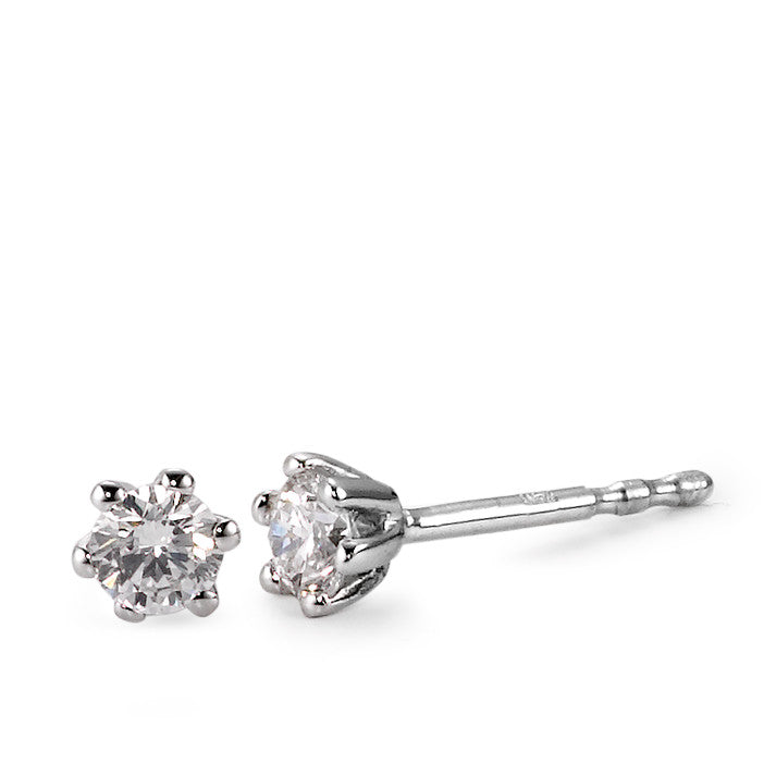 Ørestikker 750/18K hvidguld Diamant hvid , 0.25 ct, 2 Sten , [Brillant], w-si Ø4 mm