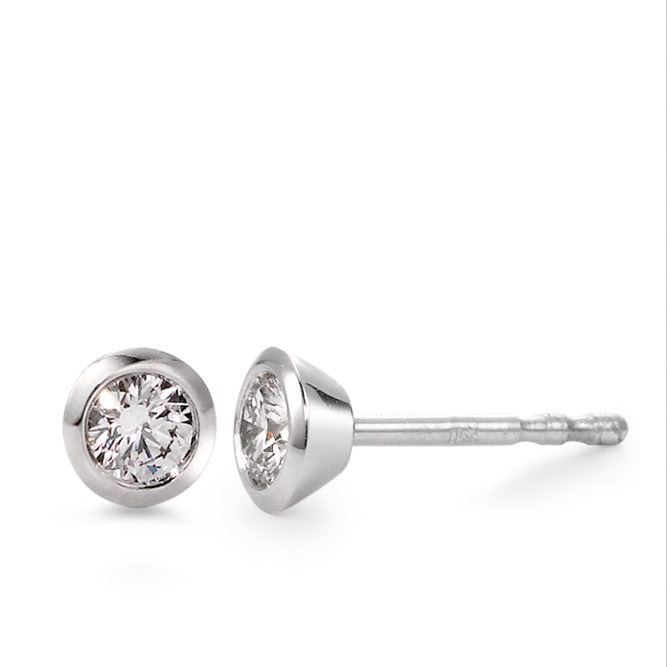 Ørestikker 750/18K hvidguld Diamant hvid , 0.10 ct, 2 Sten , [Brillant], w-si Ø4 mm
