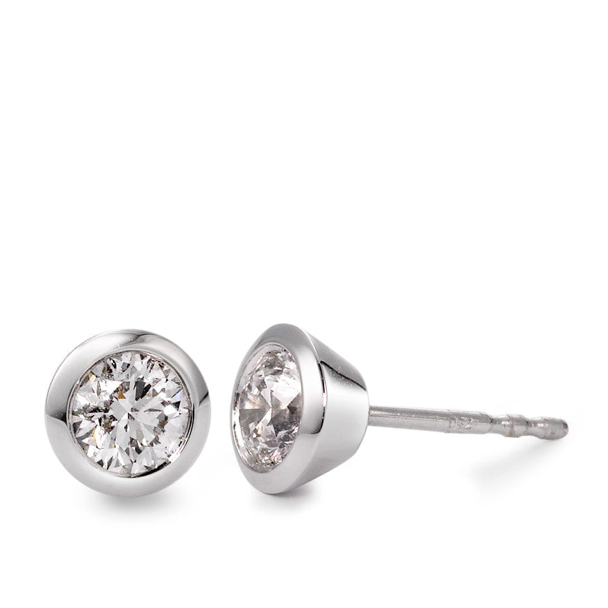 Ørestikker 750/18K hvidguld Diamant hvid , 0.50 ct, 2 Sten , [Brillant], w-si Ø5.5 mm