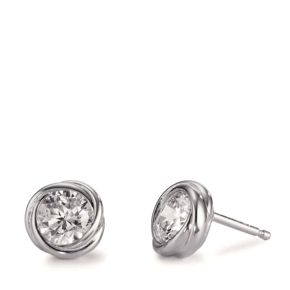 Ørestikker Sølv Zirconia rhodineret Ø8 mm