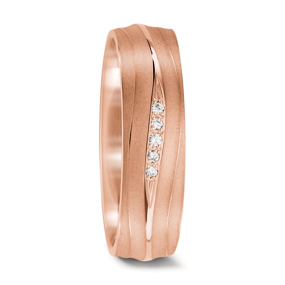Partnerringe 750/18K roseguld Diamant 0.028 ct, 5 Sten , tw-vsi