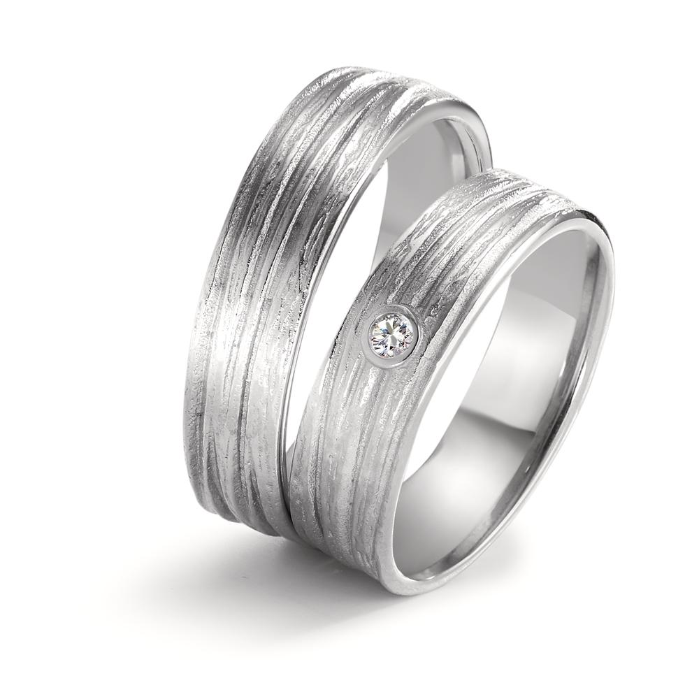 Partnerringe 750/18K hvidguld Diamant 0.04 ct, w-si