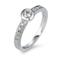 Solitaire ring 585/14 K hvidguld Diamant 0.25 ct, 9 Sten , w-si