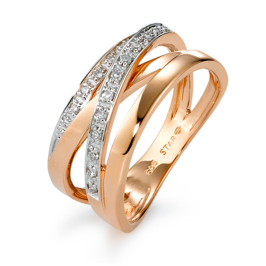 Ringe 585/14K roseguld, 585/14 K hvidguld Diamant 0.10 ct, 17 Sten , w-si
