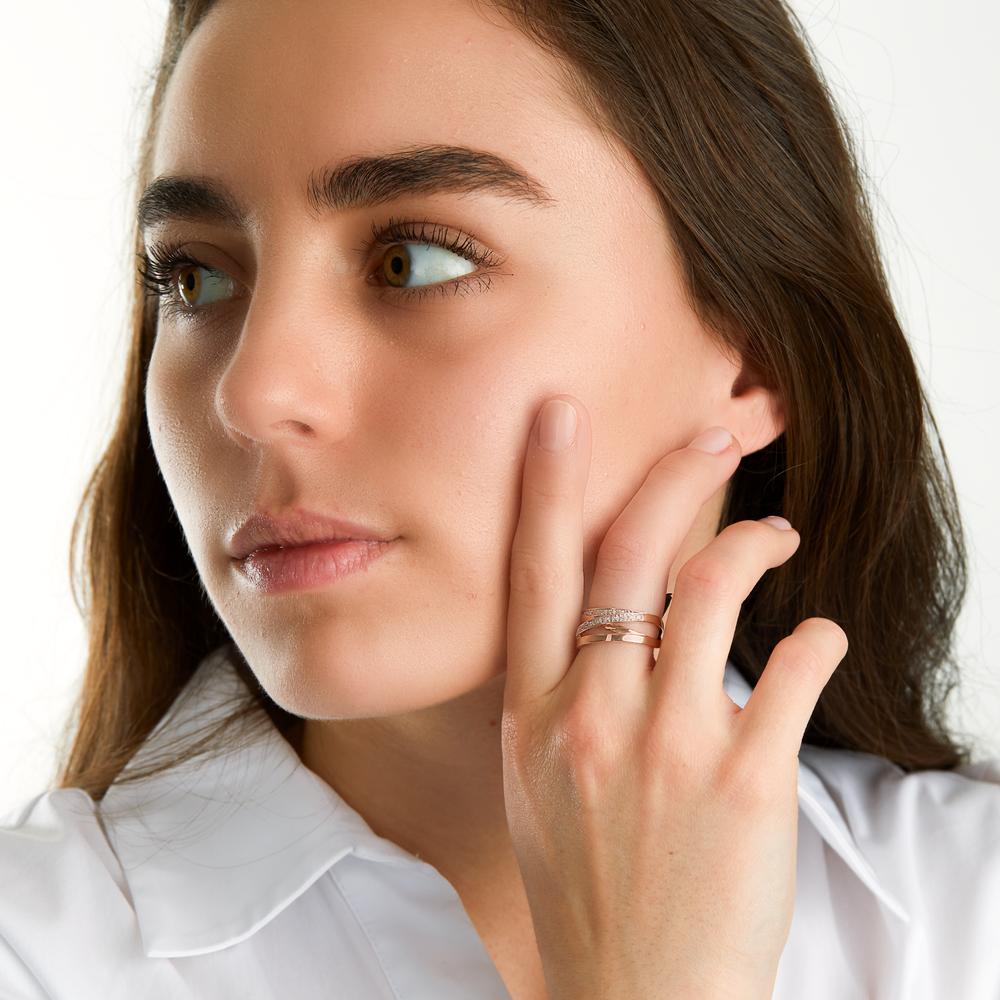 Ringe 585/14K roseguld, 585/14 K hvidguld Diamant 0.10 ct, 17 Sten , w-si