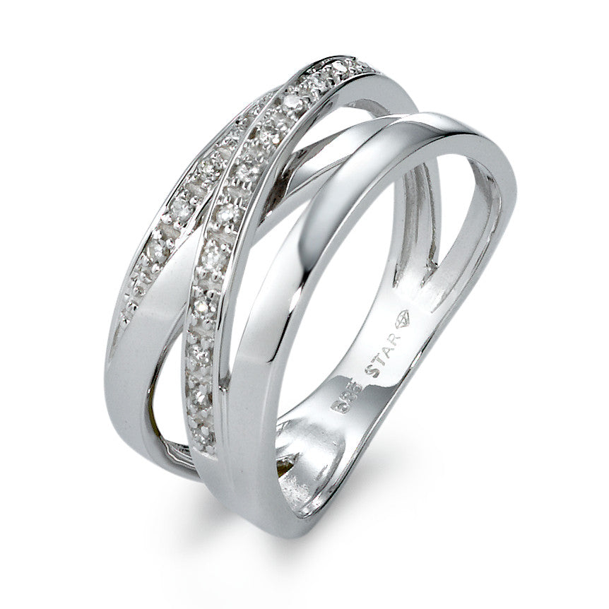 Ringe 585/14 K hvidguld Diamant 0.10 ct, 17 Sten , w-si