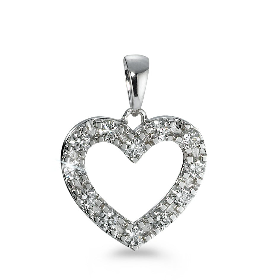 Vedhæng 750/18K hvidguld Diamant 0.60 ct, 12 Sten , w-si Hjerte Ø17 mm