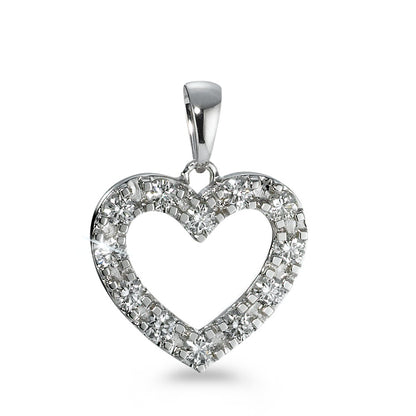 Vedhæng 750/18K hvidguld Diamant 0.60 ct, 12 Sten , w-si Hjerte Ø17 mm