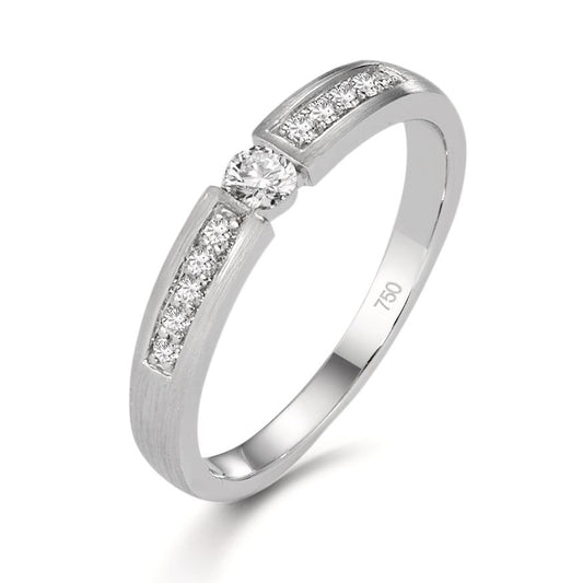 Solitaire ring 750/18K hvidguld Diamant 0.20 ct, 11 Sten , w-si