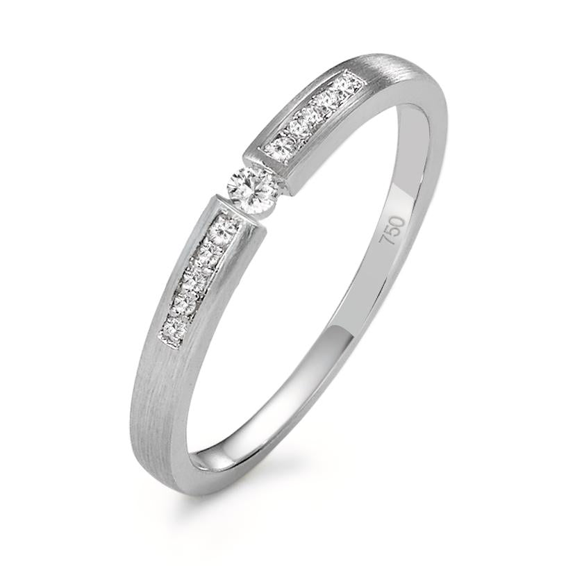 Solitaire ring 750/18K hvidguld Diamant 0.07 ct, 11 Sten , w-si