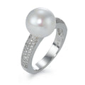 Ringe 750/18K hvidguld Diamant 0.32 ct, 66 Sten , w-si Ferskvands kulturperle hvid, 10 mm