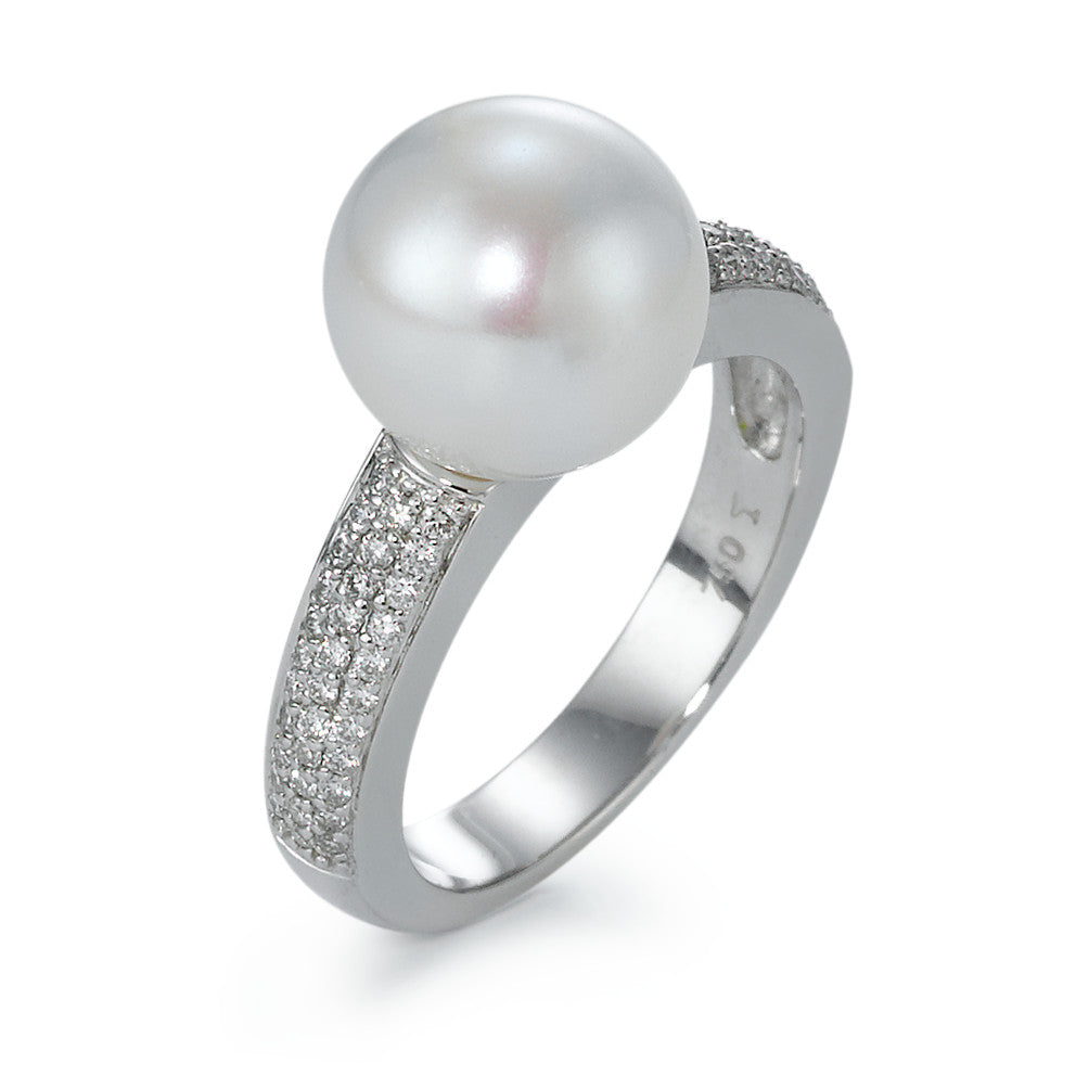 Ringe 750/18K hvidguld Diamant 0.32 ct, 66 Sten , w-si Ferskvands kulturperle hvid, 10 mm
