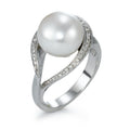 Ringe 750/18K hvidguld Diamant 0.13 ct, 40 Sten , w-si Ferskvands kulturperle hvid, 11 mm