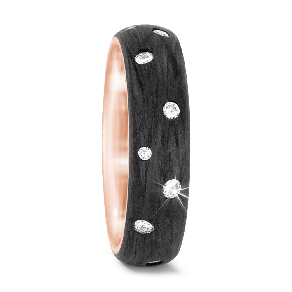 Ringe 750/18K roseguld, Kulstof Diamant 0.36 ct, 16 Sten , w-si