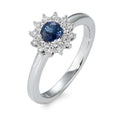 Ringe 750/18K hvidguld Safir blå, Diamant hvid , 0.19 ct, 25 Sten , [Brillant], w-si