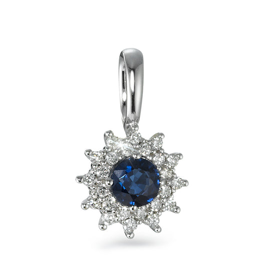 Vedhæng 750/18K hvidguld Safir blå, Diamant hvid , 0.18 ct, 25 Sten , [Brillant], w-si
