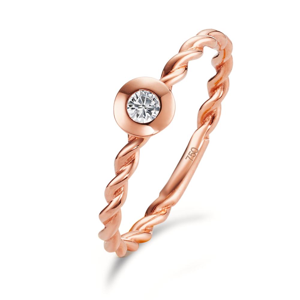 Solitaire ring 750/18K rødguld Diamant 0.07 ct, [Brillant], w-si