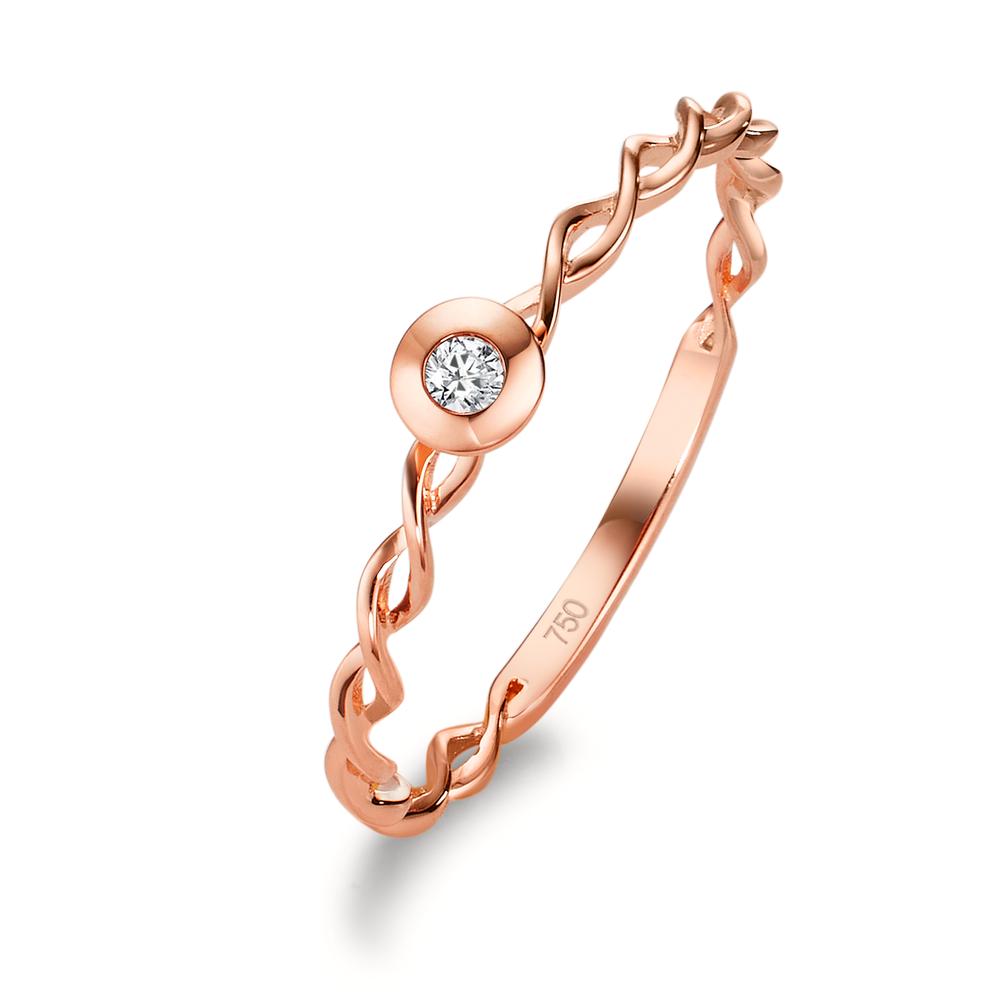 Indsæt ring 750/18K rødguld Diamant hvid , 0.03 ct, [Brillant], w-si