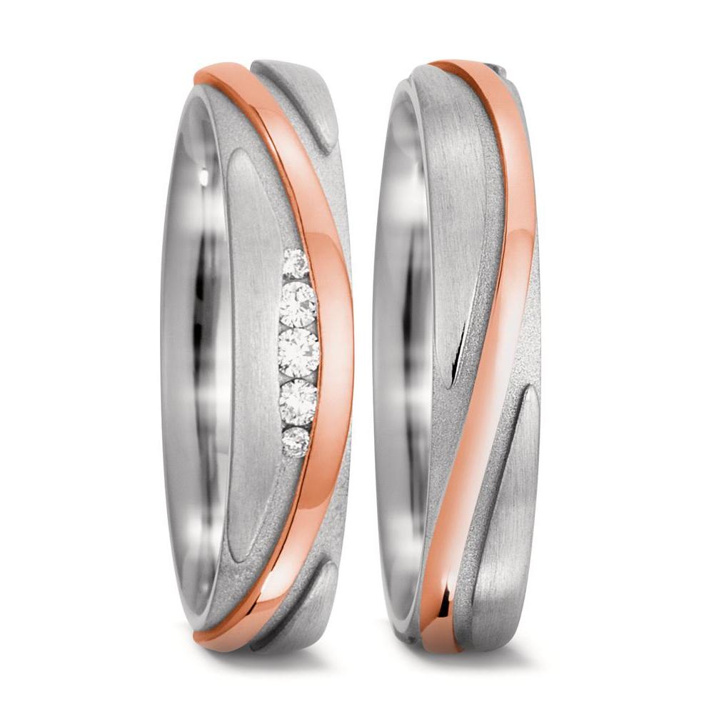 Partnerringe 750/18K hvidguld, 750/18K rødguld