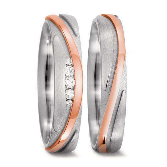 Partnerringe 750/18K hvidguld, 750/18K rødguld